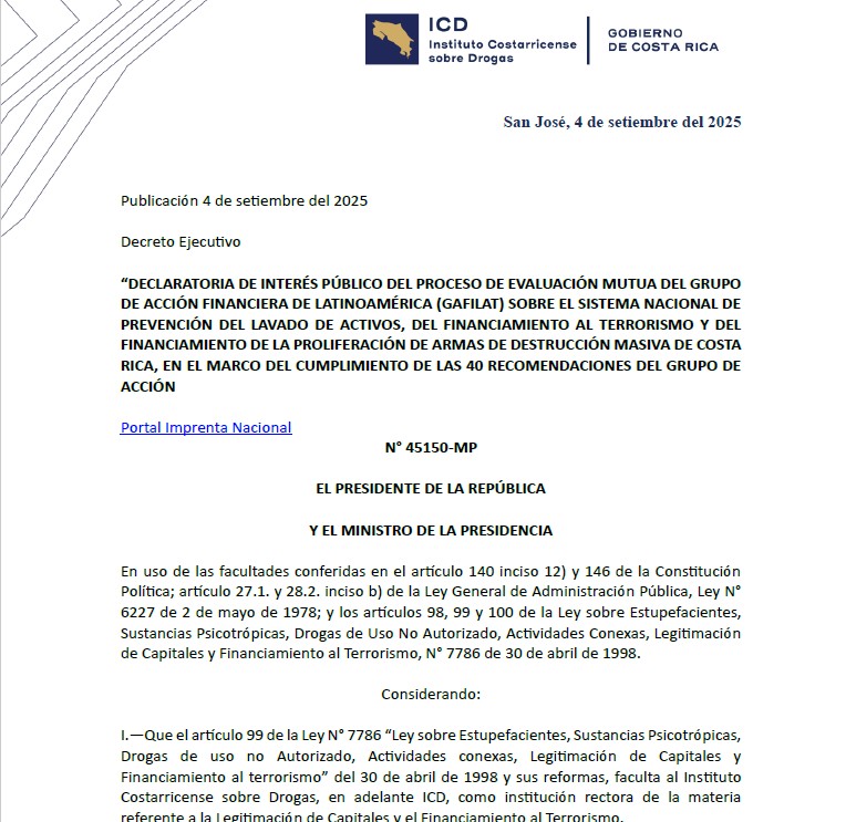Decreto Ejecutivo N°45150-MP