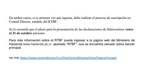 Cambios en la plataforma de RTBF para la inscripción y declaración como sujetos obligados - Pág 2
