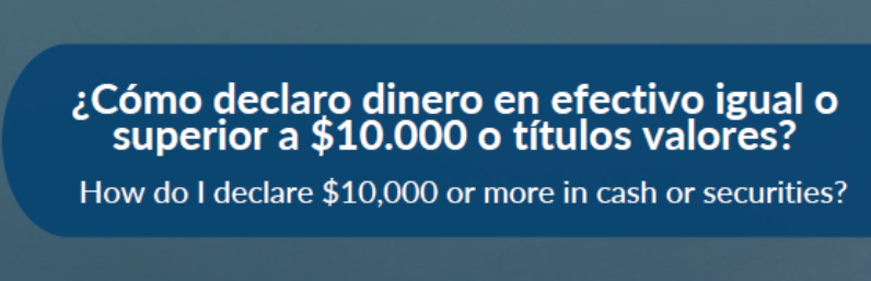 Aviso declaración dinero y valores - Art 35 Julio 2023