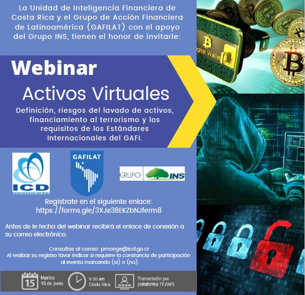 Afiche: Invitación a Webinar Activos Virtuales