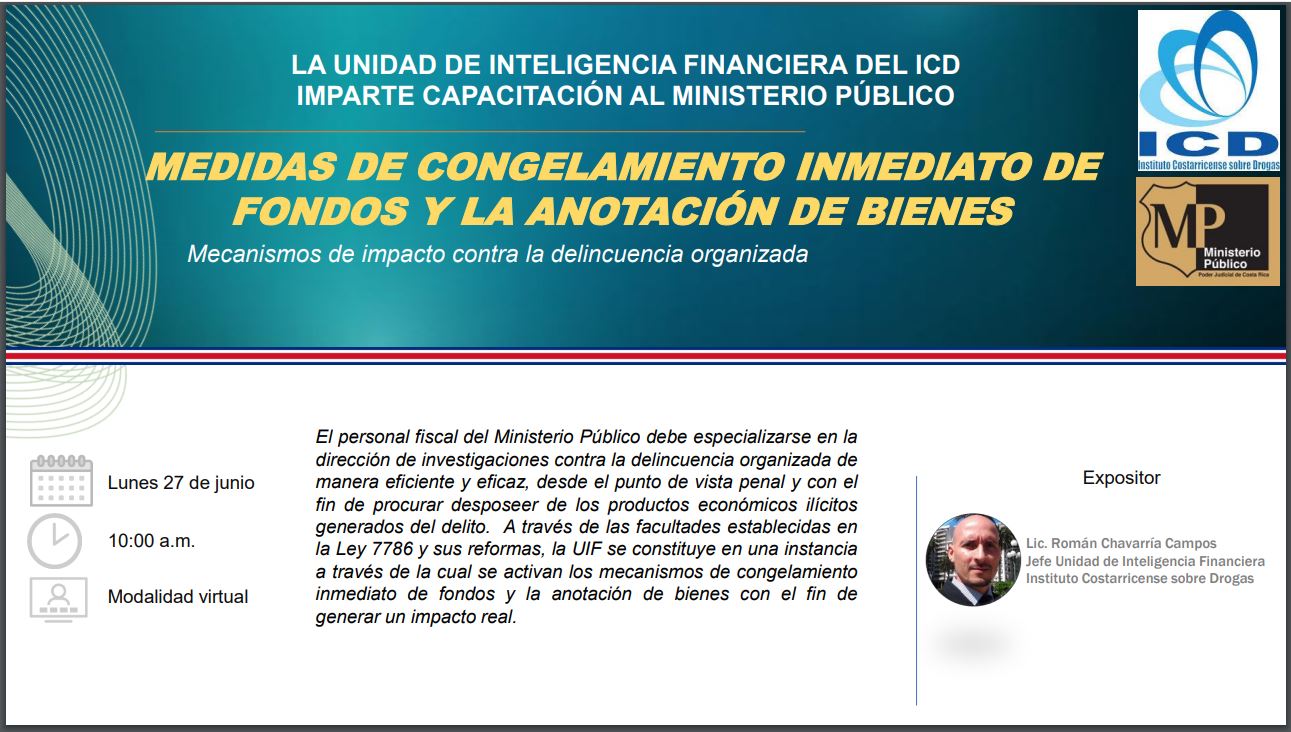 Afiche: Capacitación Medidas de Congelamiento Inmediato de Fondos y Anotación de Bienes