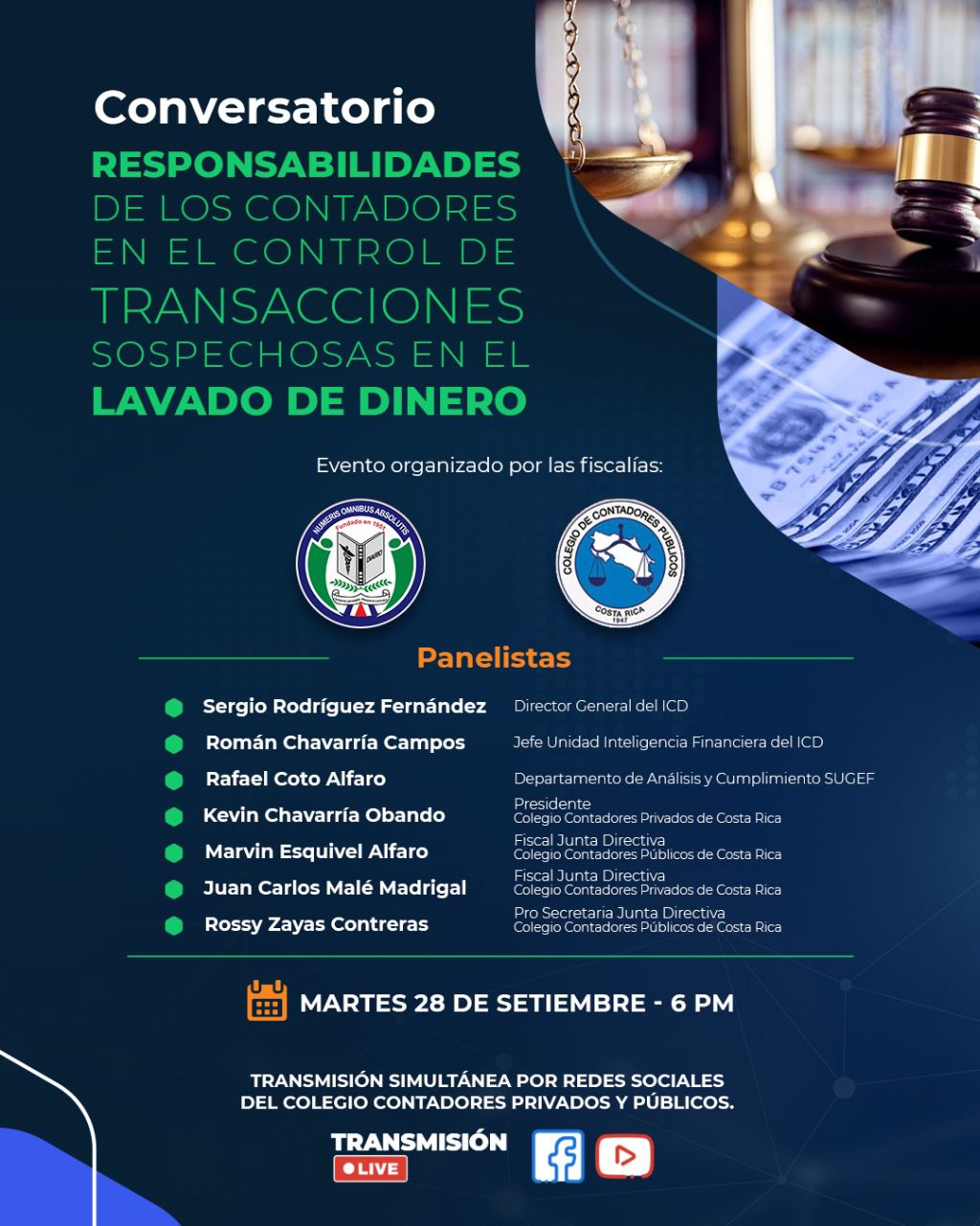 Información Conversatorio Responsabilidades de los Contadores en el Control de Transacciones Sospechosas en el Lavado de Dinero