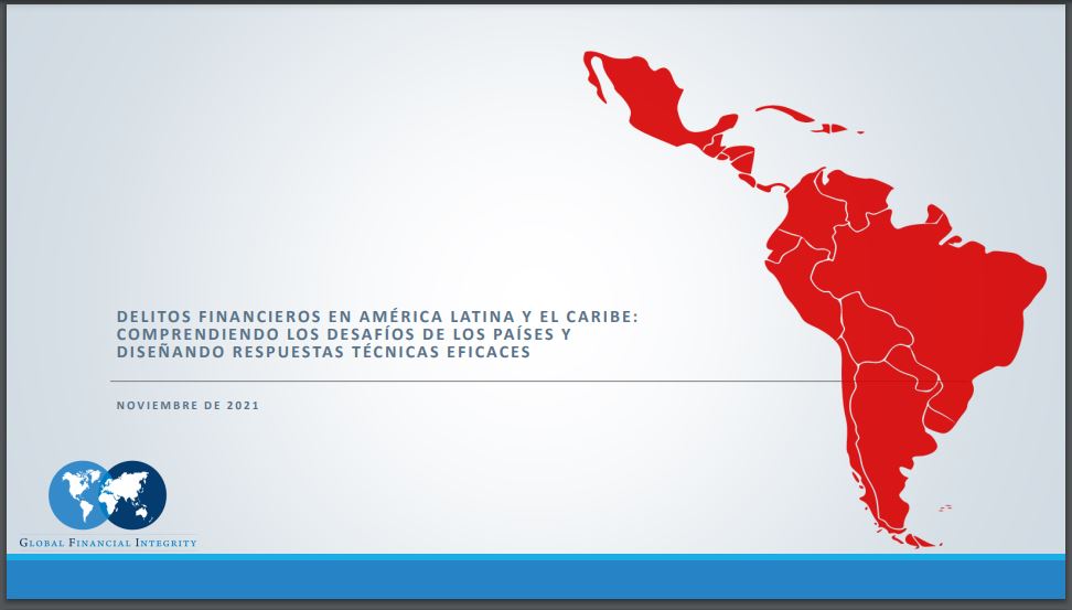 Portada material Delitos Financieros en América Latina y el Caribe: " Comprendiendo los desafíos de los países y diseñando respuestas técnicas eficaces".