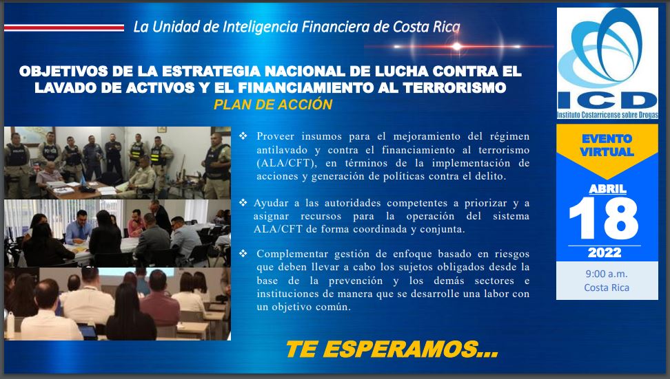 Afiche: Evento virtual Objetivos de la Estrategia Nacional de Lucha contra el Lavado de Activos y el Financiamiento al Terrorismo