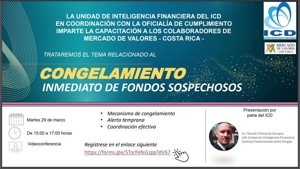 Invitación Capacitación Congelamiento Inmediato de Fondos Sospechosos