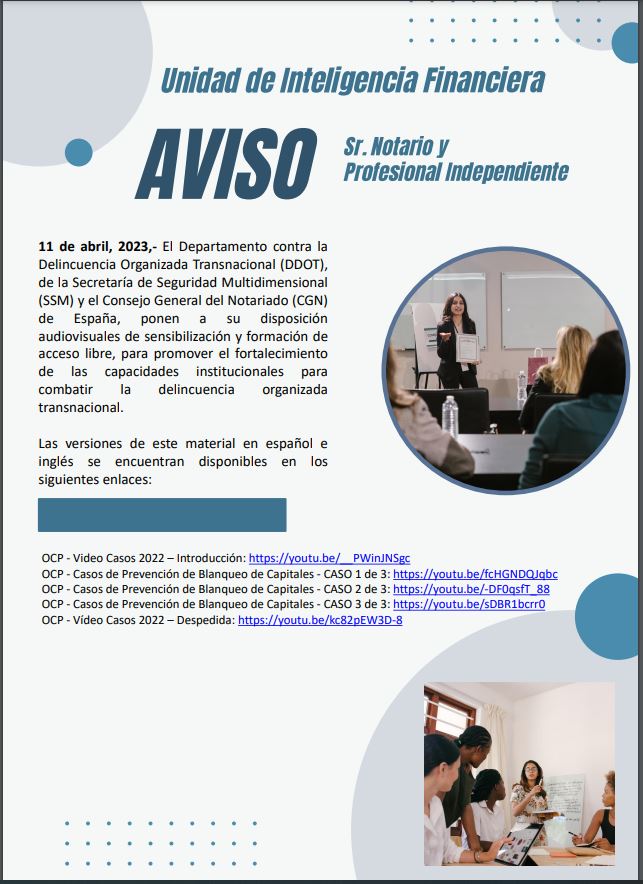 Aviso a Notarios y Profesionales Independientes