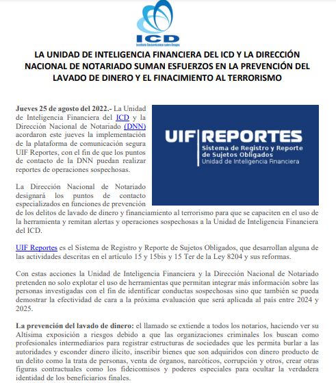 Implementación UIF-Reportes - 25 agosto, 2022.