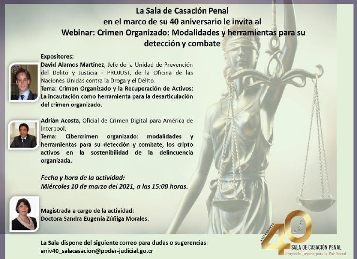 Invitación a webinar "Crimen organizado: Modalidades y herramientas para su detección y combate"