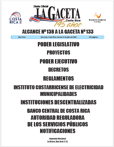 Alcance No.138 a La Gaceta No.133