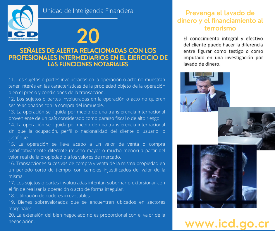 20 señales de alerta relacionadas con los profesionales intermediarios en el ejercicio de las funciones notariales. - 2