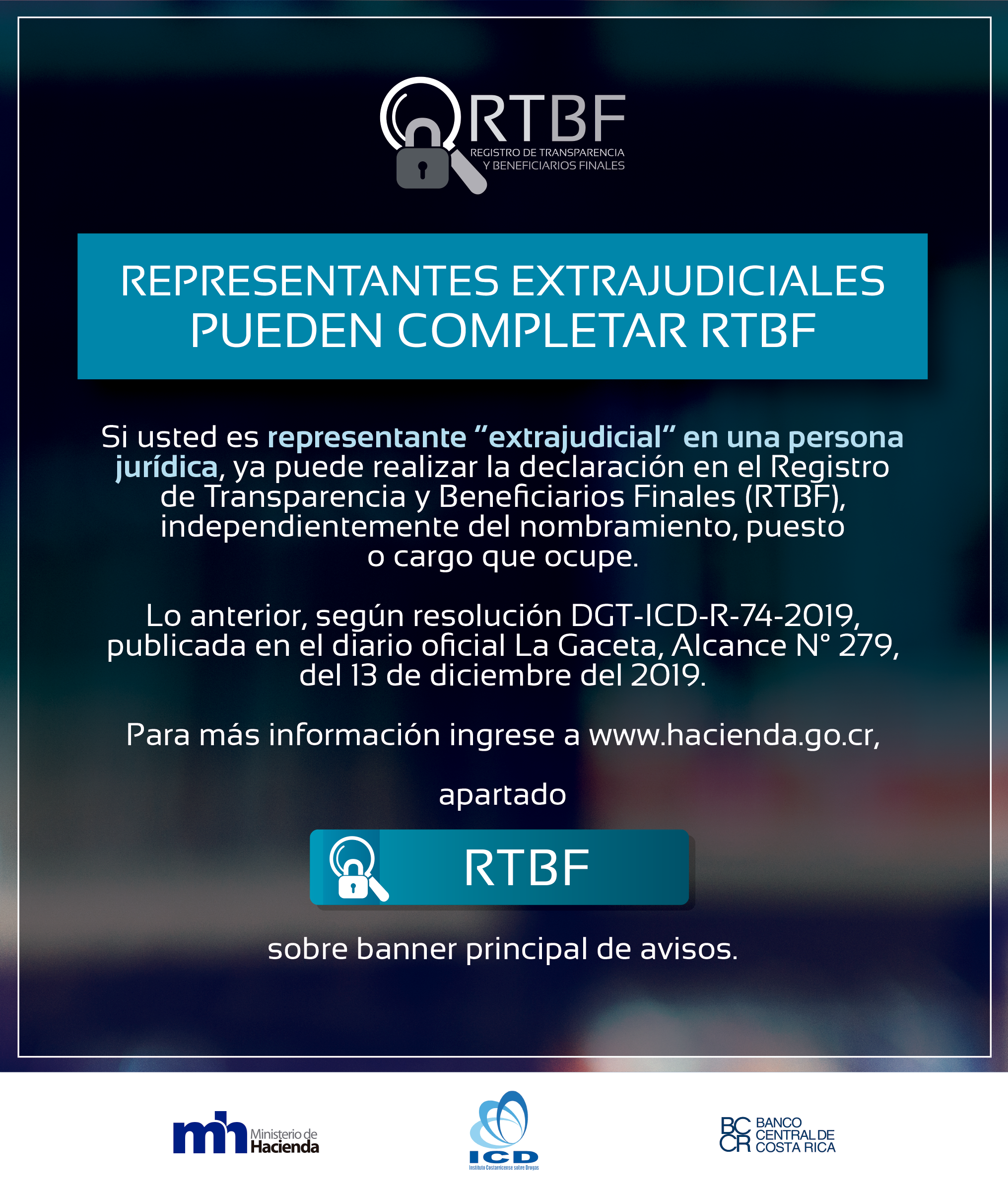 Aviso - Representantes Extrajudiciales pueden completar RTBF