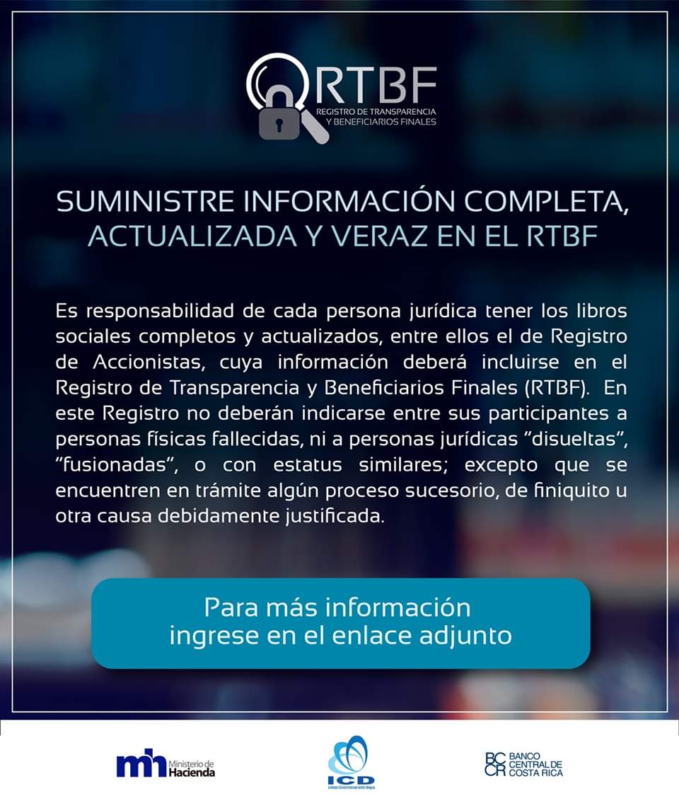 Aviso sobre suministro de información completa, actualizada y veraz en el RTBF
