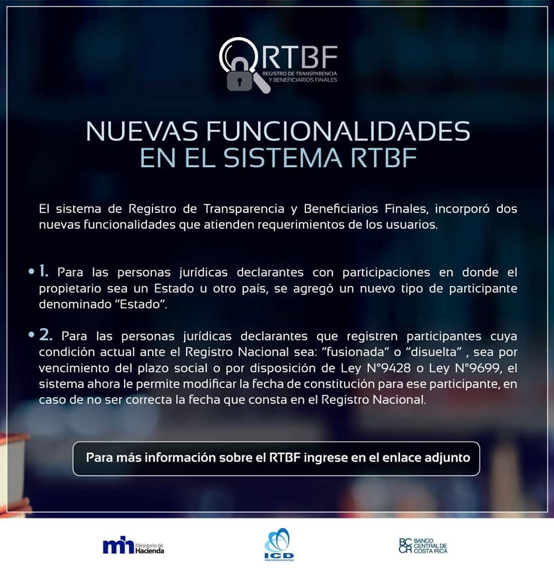 Aviso - Nuevas funcionalidades en el sistema  RTBF