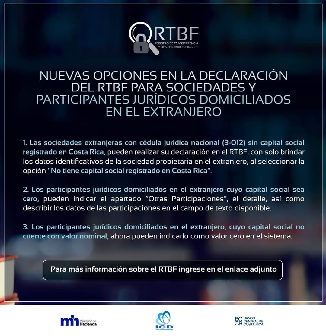 Aviso - Nuevas opciones en la declaración del RTBF para sociedades y participantes jurídicos domiciliados en el extranjero