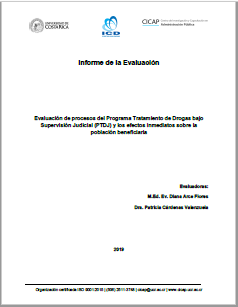 Portada Evaluación de procesos del Programa Tratamiento de Drogas bajo Supervición Judicial (PTDJ) y los efectos inmediatos sobre la población beneficiaria